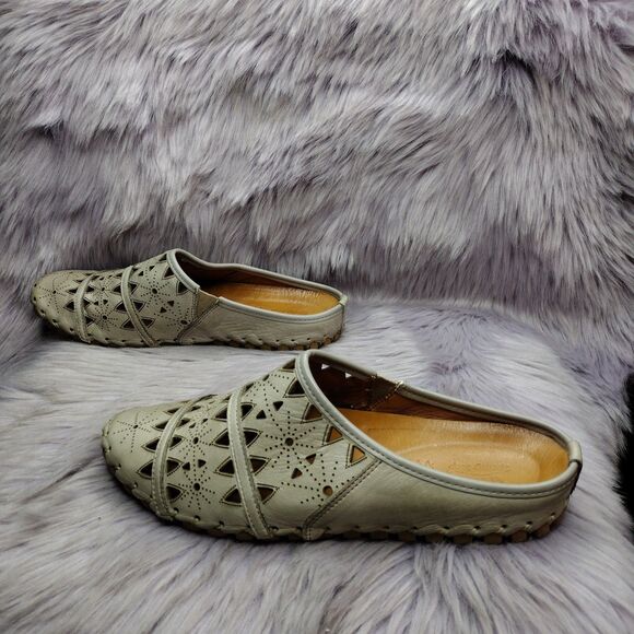 Spring Step Fusalide Leather Slip On Cut Out Clog Mules Womens Size 39/8.5 Grey - Picture 3 of 8
